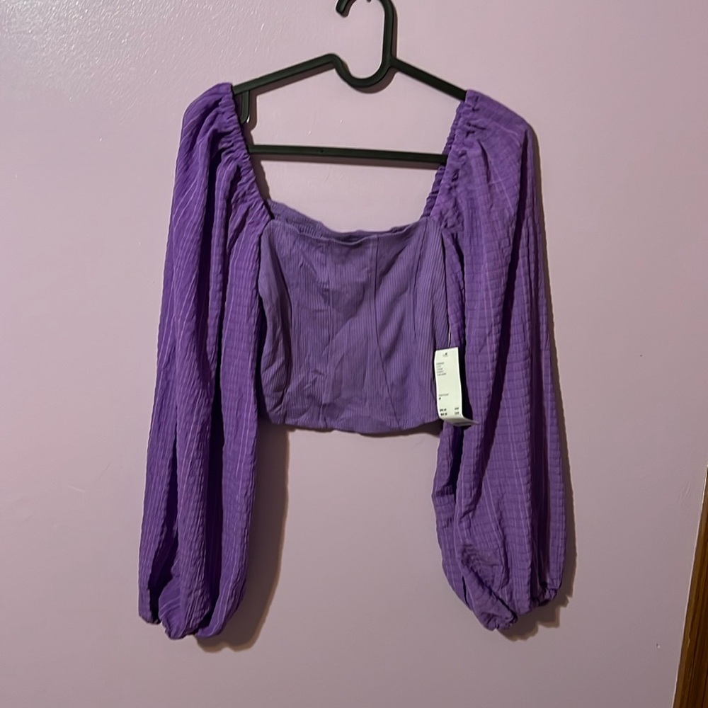 NWT Urban Outfitters Claudia Purple Long-sleeve Blouse Top